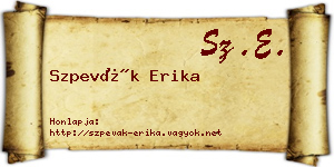 Szpevák Erika névjegykártya